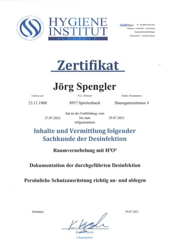 Geprüfter Tatortreiniger